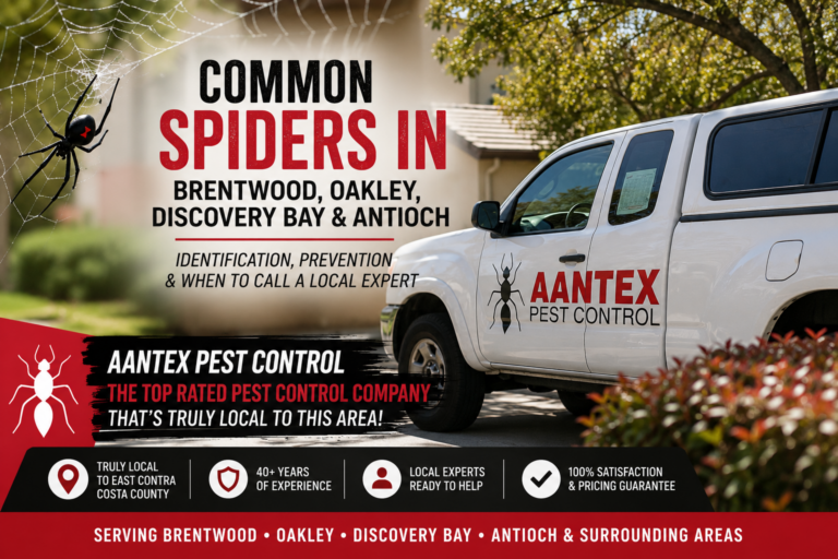 Common spiders in Brentwood, Oakley, Discovery Bay and Antioch with Aantex Pest Control serving East Contra Costa County